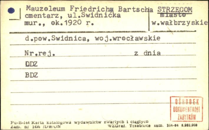 mauzoleum Friedricha Bartscha - cmentarz, skan 1