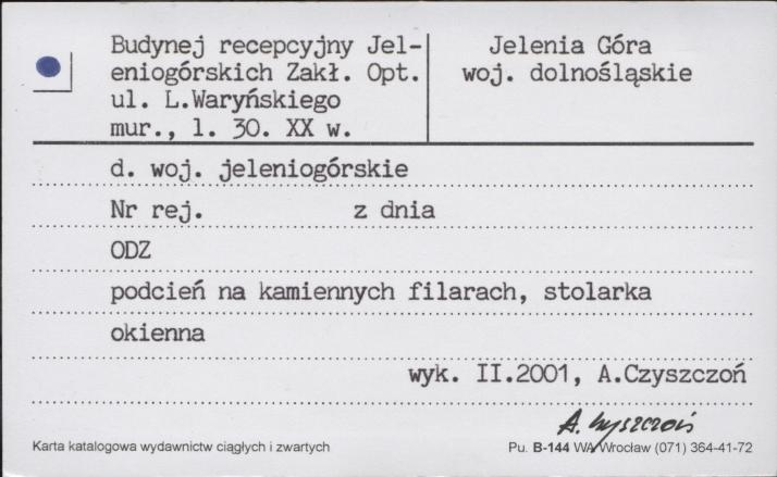 budynek recepcyjny Jeleniogórskich Zakł. Opt., skan 1