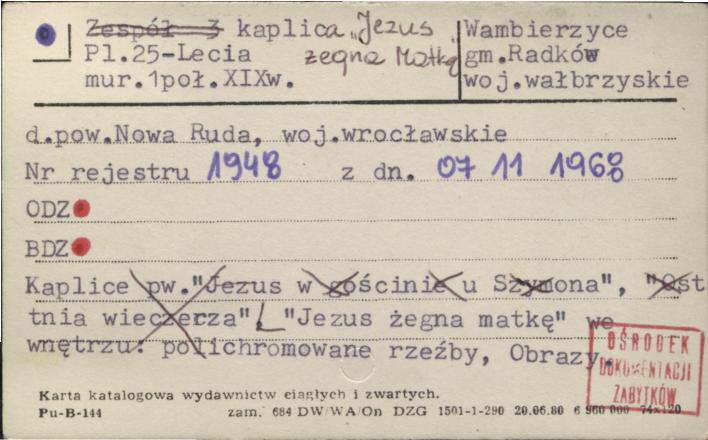 kaplica Jezus żegna Matkę, skan 1