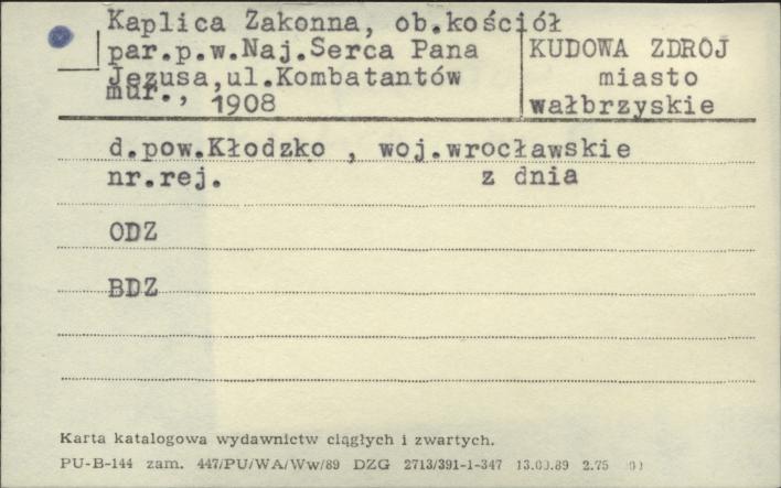kaplica zakonna, ob. kościół par. pw. Najświętszego Serca Pana Jezusa, skan 1