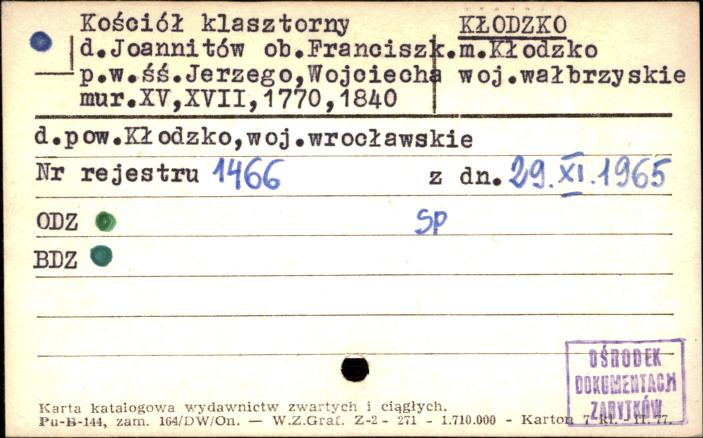 kościół joannitów, ob. franciszkanów pw. śś. Jerzego i Wojciecha, skan 1