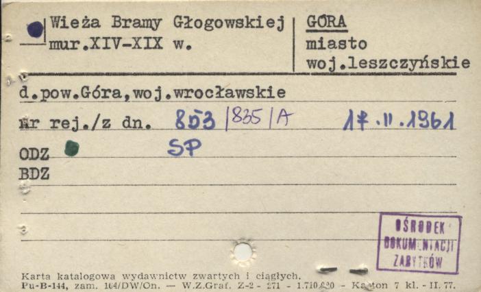 wieża bramy głogowskiej, skan 1