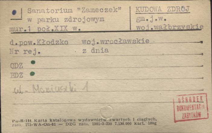 sanatorium Zameczek w parku zdrojowym, skan 1