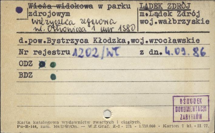 wieżyczka zegarowa w parku zdrojowym, skan 1
