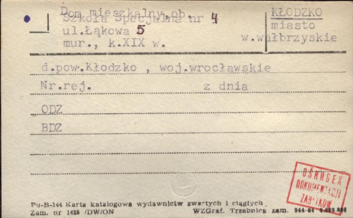 dom mieszkalny, ob. Szkoła Specjalna nr 4, skan 1