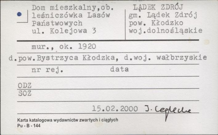 dom mieszkalny, ob. leśniczówka Lasów Państwowych, skan 1