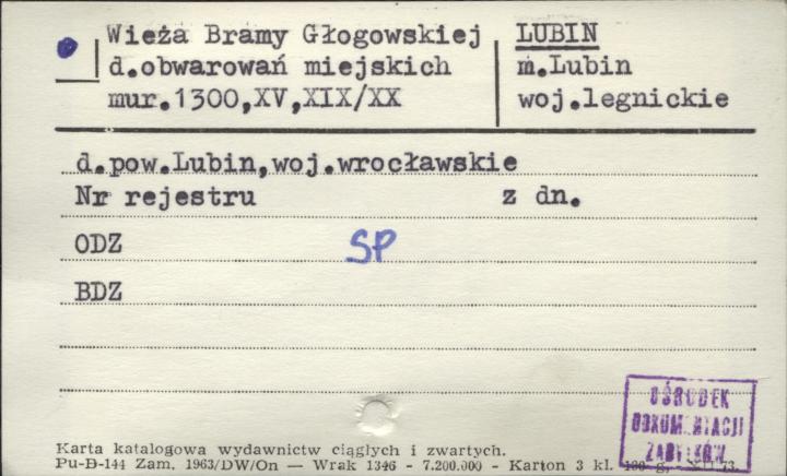 wieża Bramy Głogowskiej, d. obwarowań miejskich, skan 1