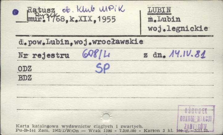 ratusz, ob. Klub MPiK, skan 1