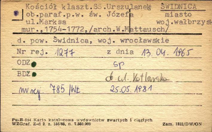 kościół urszulanek, ob. par. pw. św. Józefa, skan 1