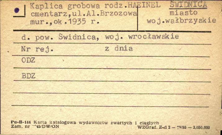 kaplica grobowa rodziny Haeinel, cmentarz, skan 1