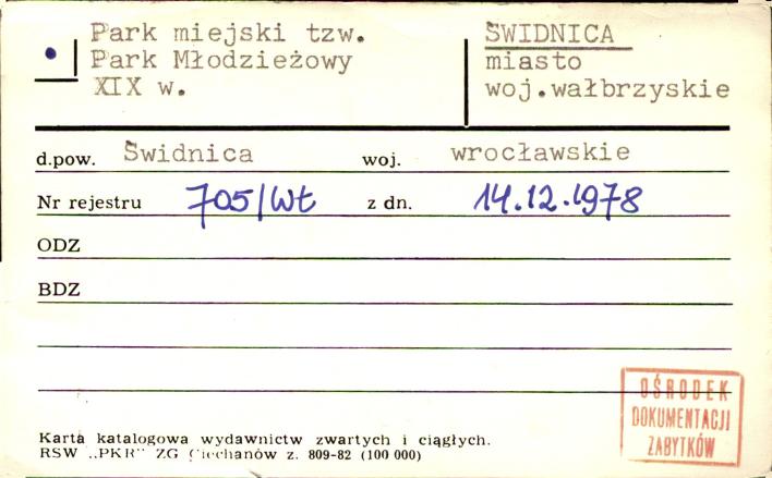 park miejski tzw. Park Młodzieży, skan 1