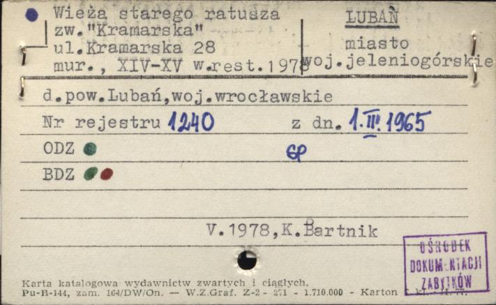 wieża starego ratusza zw. Kramarska, skan 1