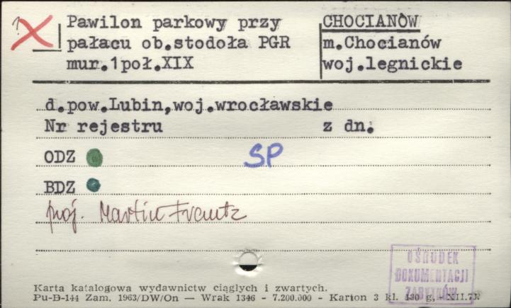 pawilon parkowy przy pałacu ob. stodoła PGR, skan 1