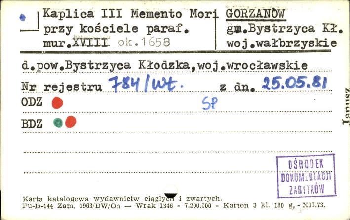 kaplica III Memento Mori przy kościele paraf., skan 1
