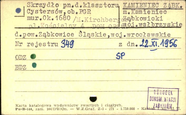 skrzydło pn. klasztoru cystersów, ob. PGR, dom opata, skan 1
