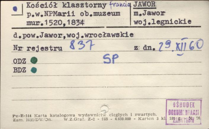 kościół bernardynów pw. Najświętszej Maryi Panny, ob. muzeum, skan 1