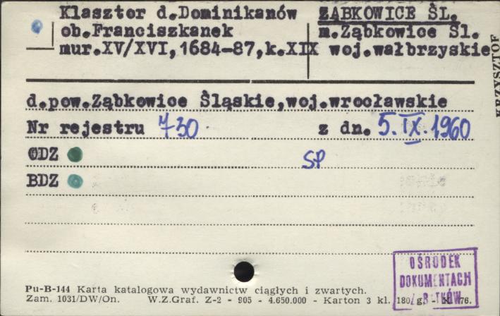 klasztor dominikanów, ob. klasztor franciszkanek, skan 1
