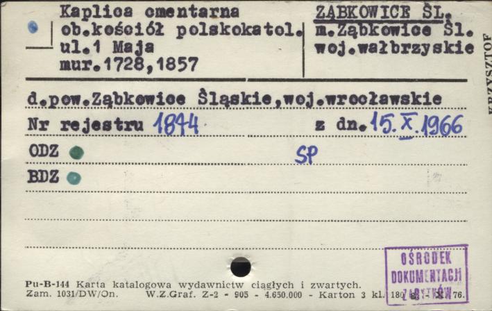 kaplica cmentarna, ob. kościół polskokatol., skan 1