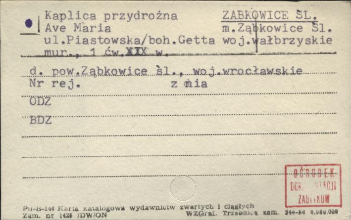 kaplica przydrożna Ave Maria, skan 1