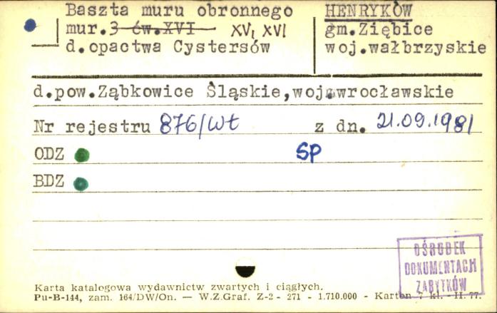 baszta muru obronnego d. opactwa cystersów, skan 1