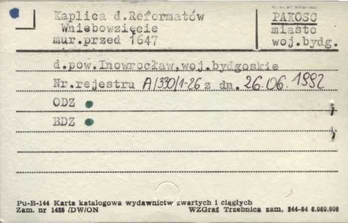 kaplica Wniebowzięcie - zespół klasztorny reformatów (kalwaria), skan 1