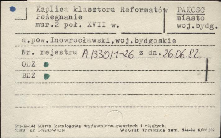 kaplica Pożegnanie - zespół klasztoru reformatów (kalwaria), skan 1