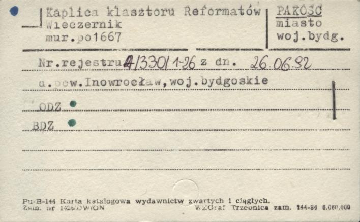 kaplica Wieczernik - zespół klasztoru reformatów (kalwaria), skan 1