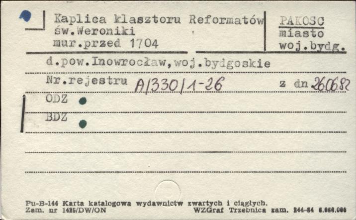 kaplica Św. Weronika - zespół klasztoru reformatów (kalwaria), skan 1