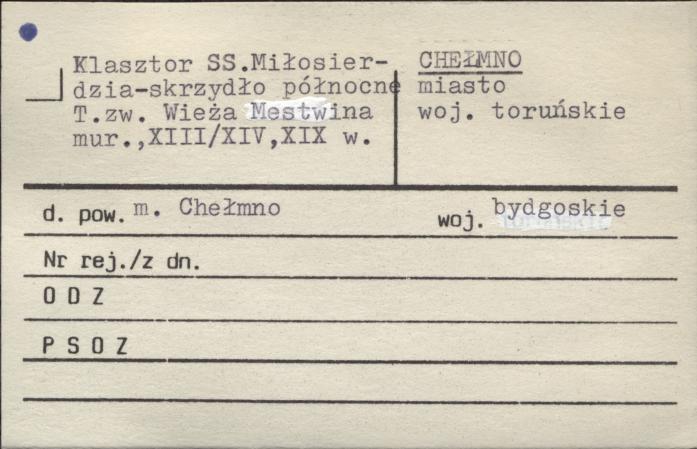 klasztor cysterek, nast. benedyktynek, ob. szarytek - skrzydło północne - tzw. Wieża Mestwina, skan 1