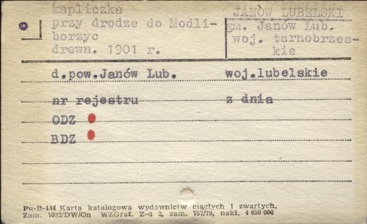 kapliczka przy drodze do Modliborzyc, skan 1