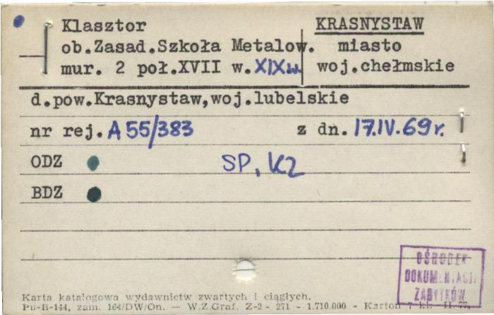 klasztor, ob. Zasadnicza Szkoła Metalowa - zespół augustianów, tzw. stary, skan 1