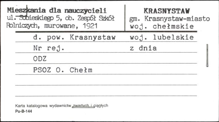 mieszkania dla nauczycieli, ob. Zespół Szkół Rolniczych, skan 1