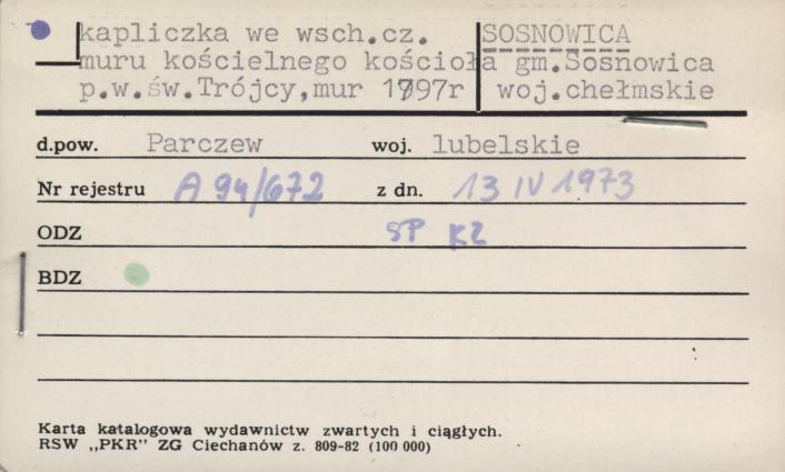 kapliczka we wsch. cz. muru kościelnego kościoła p. w. św. Trójcy, skan 1