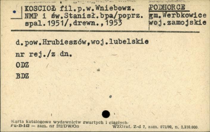 kościół fil. pw. Wniebowzięcia Najświętszej Maryi Panny i św. Stanisława Biskupa, skan 1