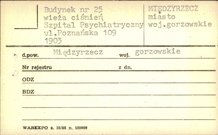 budynek nr 25 wieża ciśnień, Szpital Psychiatryczny, skan 1