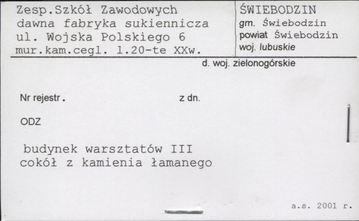Zespół Szkół Zawodowych, dawna fabryka sukiennicza, skan 1