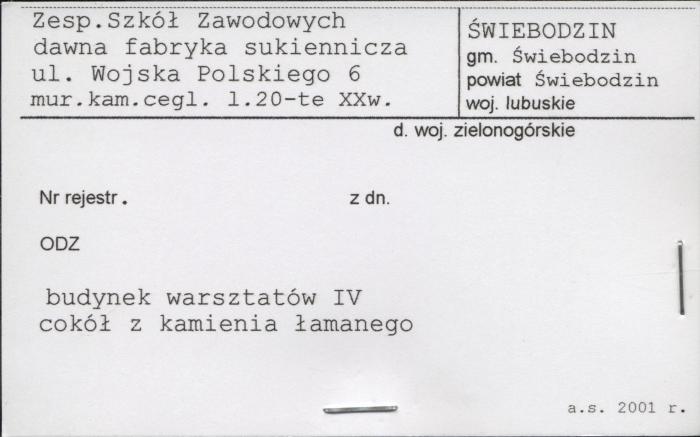 Zespół Szkół Zawodowych, dawna fabryka sukiennicza, skan 1