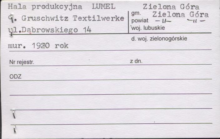 hala produkcyjna LUMEL d. Gruschwitz Textilwerke, skan 1