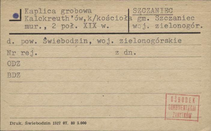 kaplica grobowa Kalckreuth'ów, k/kościoła, skan 1