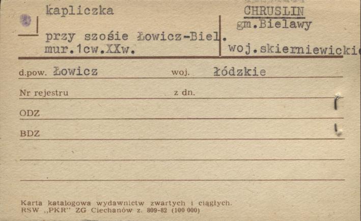 kapliczka przy drodze Łowicz - Bielawy, skan 1