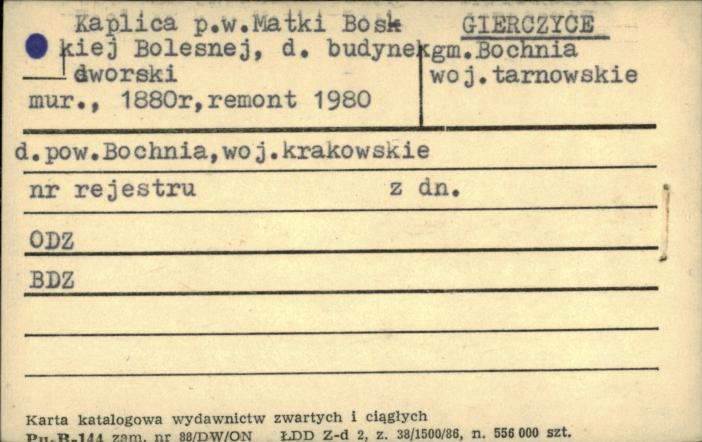 kaplica pw. Matki Boskiej Bolesnej, d. budynek dworski, skan 1