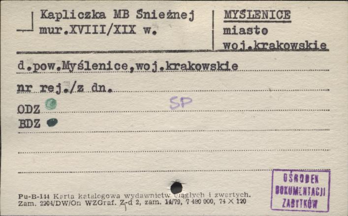 kapliczka Matki Boskiej Śnieżnej, skan 1