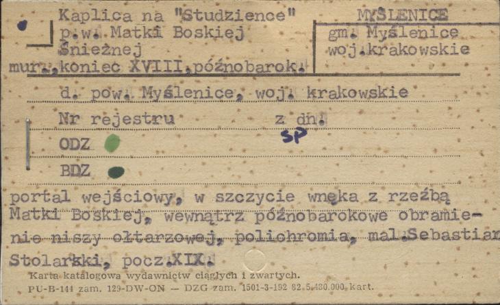 kapliczka Matki Boskiej Śnieżnej, skan 2