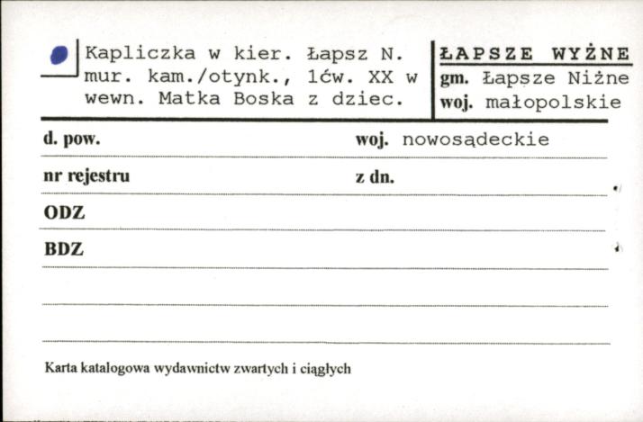 kapliczka w kier. Łapsz N. w wewn. Matka Boska z dziec., skan 1