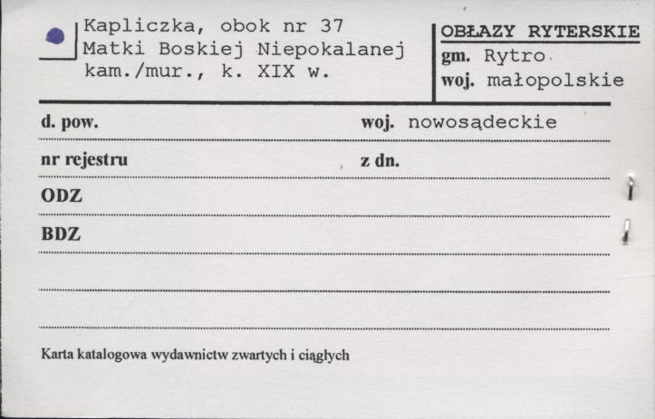 kapliczka Matki Boskiej Niepokalanej, skan 1