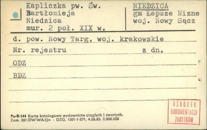 kapliczka pw. św. Bartłomieja, skan 1