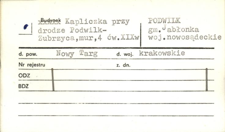kapliczka przy drodze Podwilk-Zubrzyca, skan 1