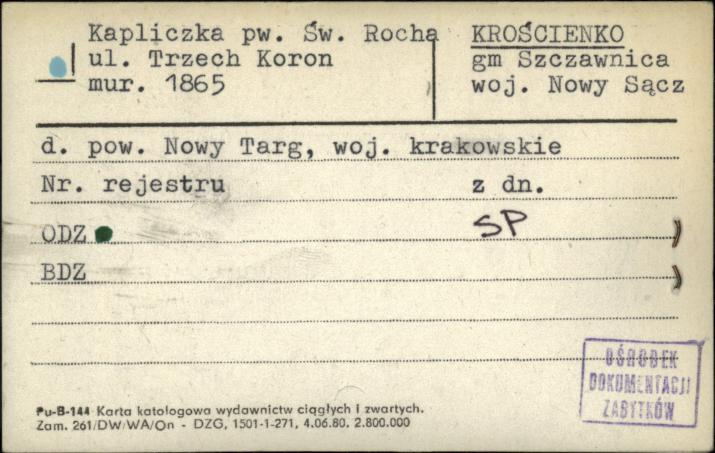 kapliczka pw. św. Rocha, skan 1