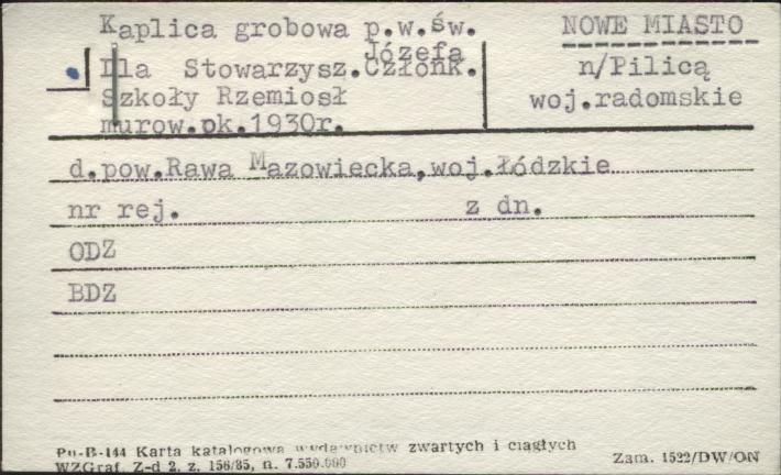 kaplica grobowa pw. św. Józefa dla stowarzysz. członk. szkoły rzemiosł, skan 1