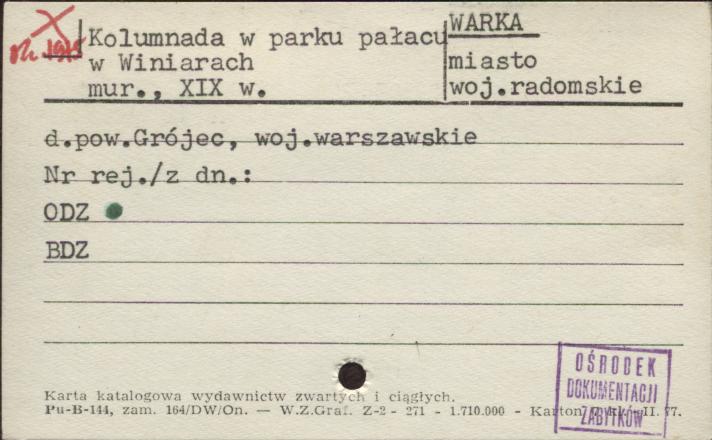 kolumnada w parku pałacu w Winiarach, skan 1